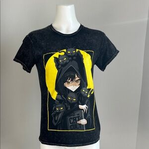 Kawaii Krypt Black and Yellow Graphic Kids T-Shirt (S)